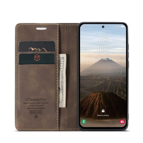 Чохол-книжка CaseMe Нубук для Samsung Galaxy S25 темно-коричневий