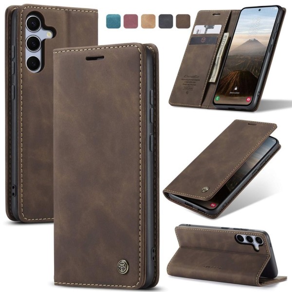 Чохол-книжка CaseMe Нубук для Samsung Galaxy S25 темно-коричневий