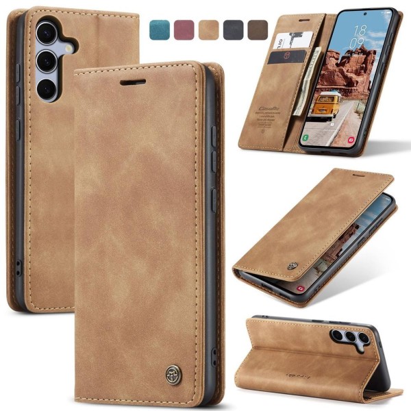 Чохол-книжка CaseMe Нубук для Samsung Galaxy S25 світло-коричневий