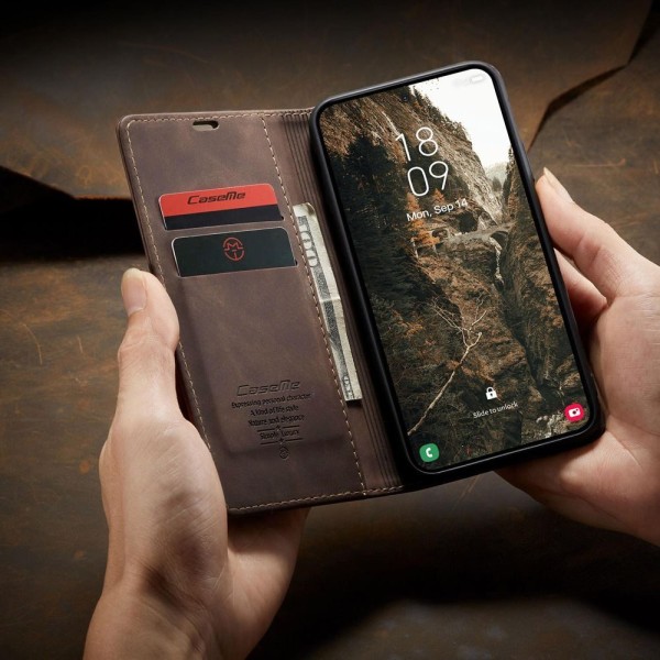 Чохол-книжка CaseMe Нубук для Samsung Galaxy S26+ темно-коричневий
