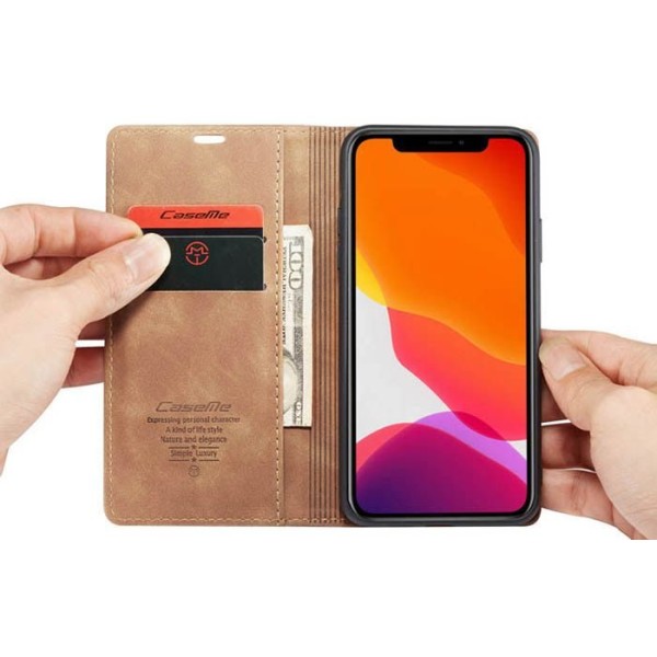 Чохол-книжка CaseMe Нубук для iPhone 11 Pro Max світло-коричневий