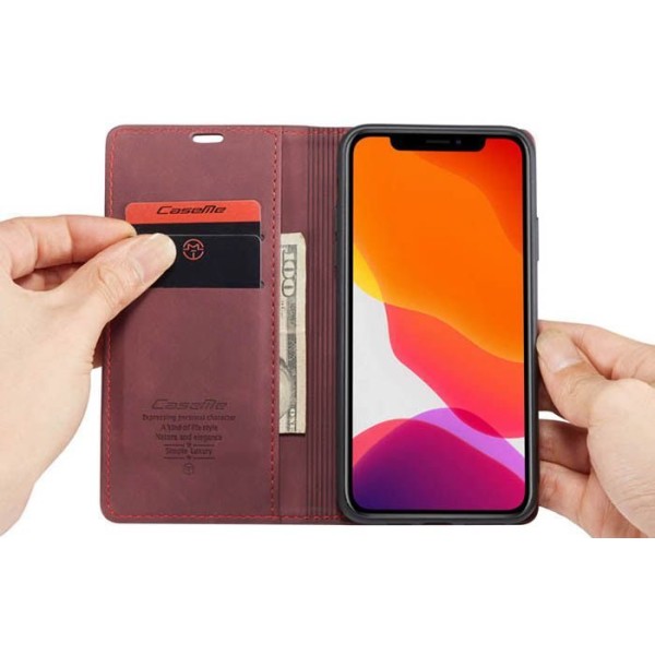 Чохол-книжка CaseMe Нубук для iPhone 11 Pro бордовий