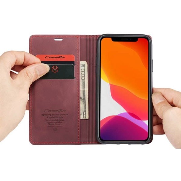 Чохол-книжка CaseMe Нубук для iPhone 11 бордовий
