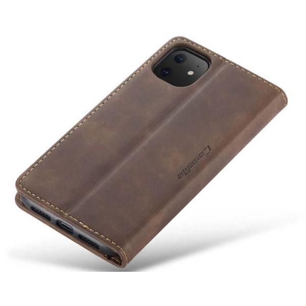 Чохол-книжка CaseMe Нубук для iPhone 11 темно-коричневий