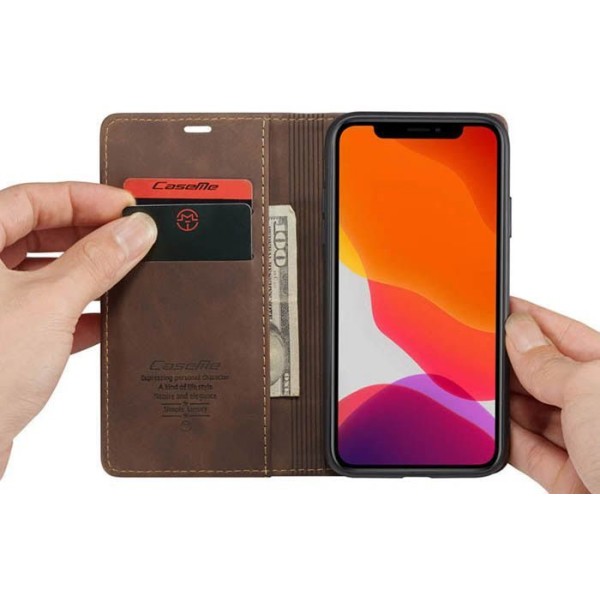 Чохол-книжка CaseMe Нубук для iPhone 11 темно-коричневий