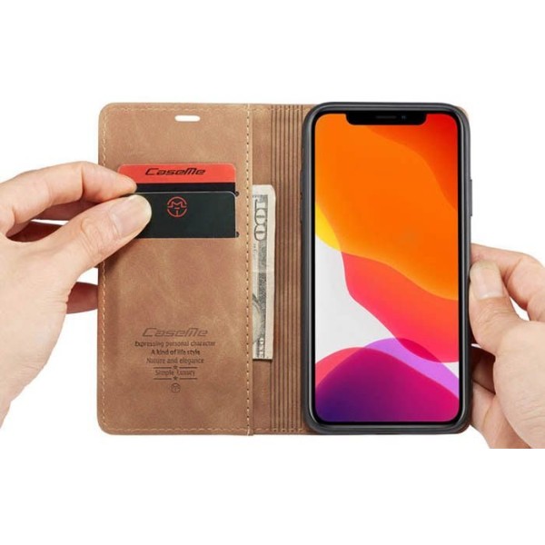 Чохол-книжка CaseMe Нубук для iPhone 11 світло-коричневий