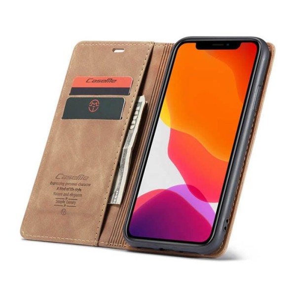 Чохол-книжка CaseMe Нубук для iPhone 11 світло-коричневий