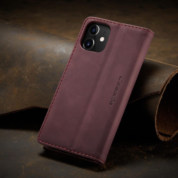 Чохол-книжка CaseMe Нубук для iPhone 12 mini бордовий