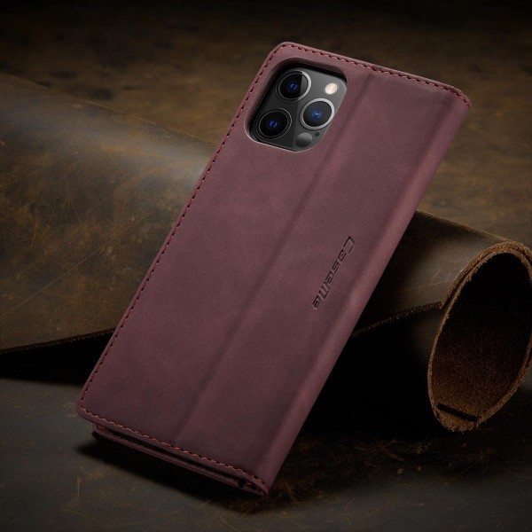 Чохол-книжка CaseMe Нубук для iPhone 12 Pro Max бордовий