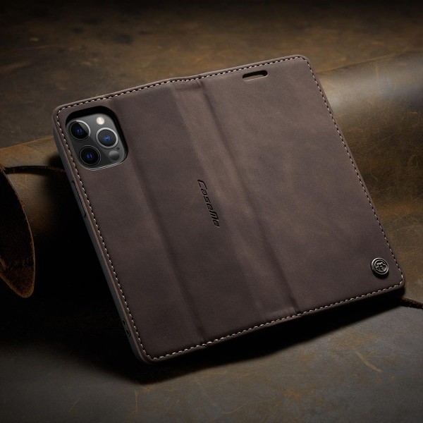 Чохол-книжка CaseMe Нубук для iPhone 12 Pro Max темно-коричневий