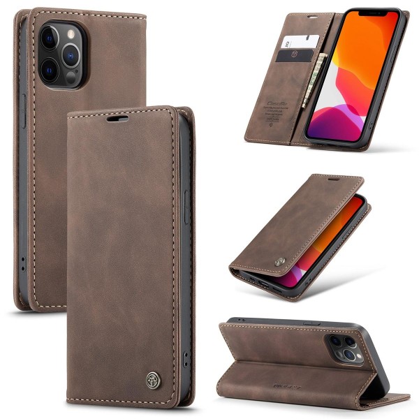 Чохол-книжка CaseMe Нубук для iPhone 12 Pro Max темно-коричневий