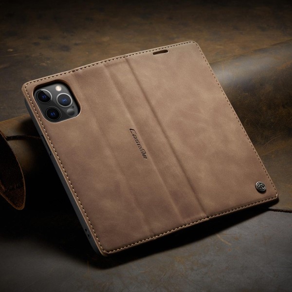 Чохол-книжка CaseMe Нубук для iPhone 12 Pro Max світло-коричневий