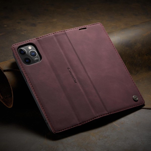 Чохол-книжка CaseMe Нубук для iPhone 12 Pro бордовий