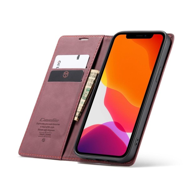 Чохол-книжка CaseMe Нубук для iPhone 12 Pro бордовий