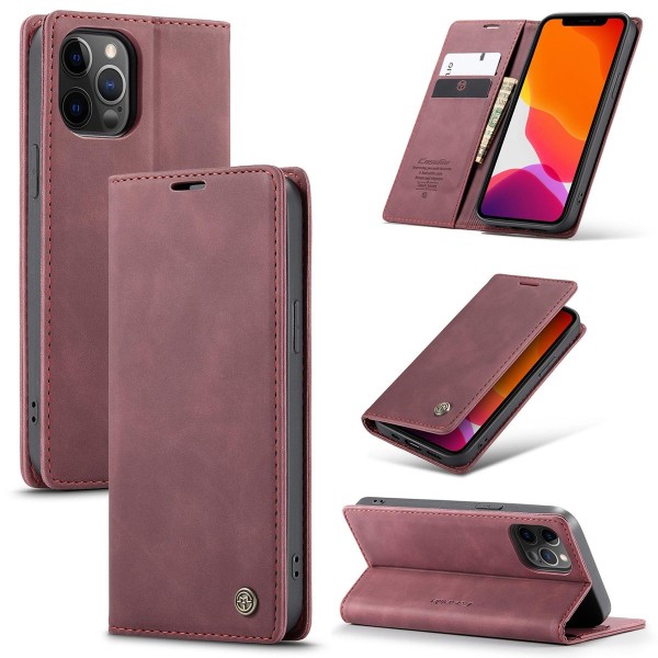 Чохол-книжка CaseMe Нубук для iPhone 12 Pro бордовий
