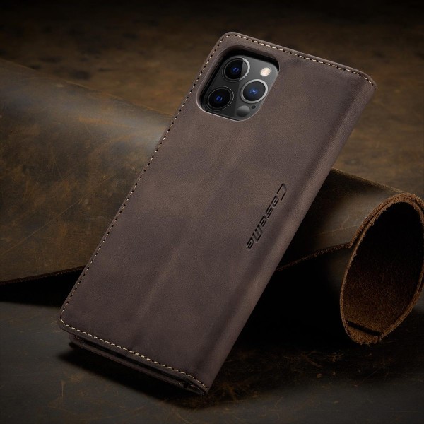 Чохол-книжка CaseMe Нубук для iPhone 12 Pro темно-коричневий