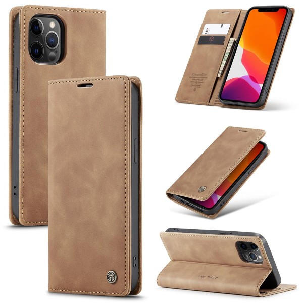 Чохол-книжка CaseMe Нубук для iPhone 12 Pro світло-коричневий