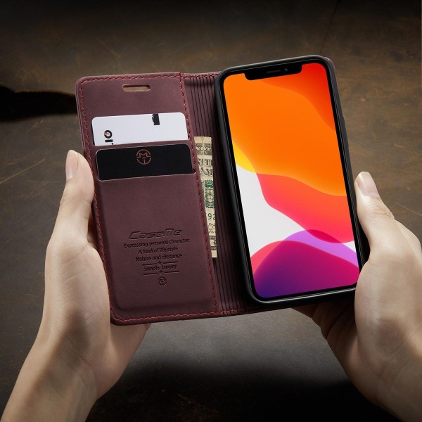 Чохол-книжка CaseMe Нубук для iPhone 12 бордовий