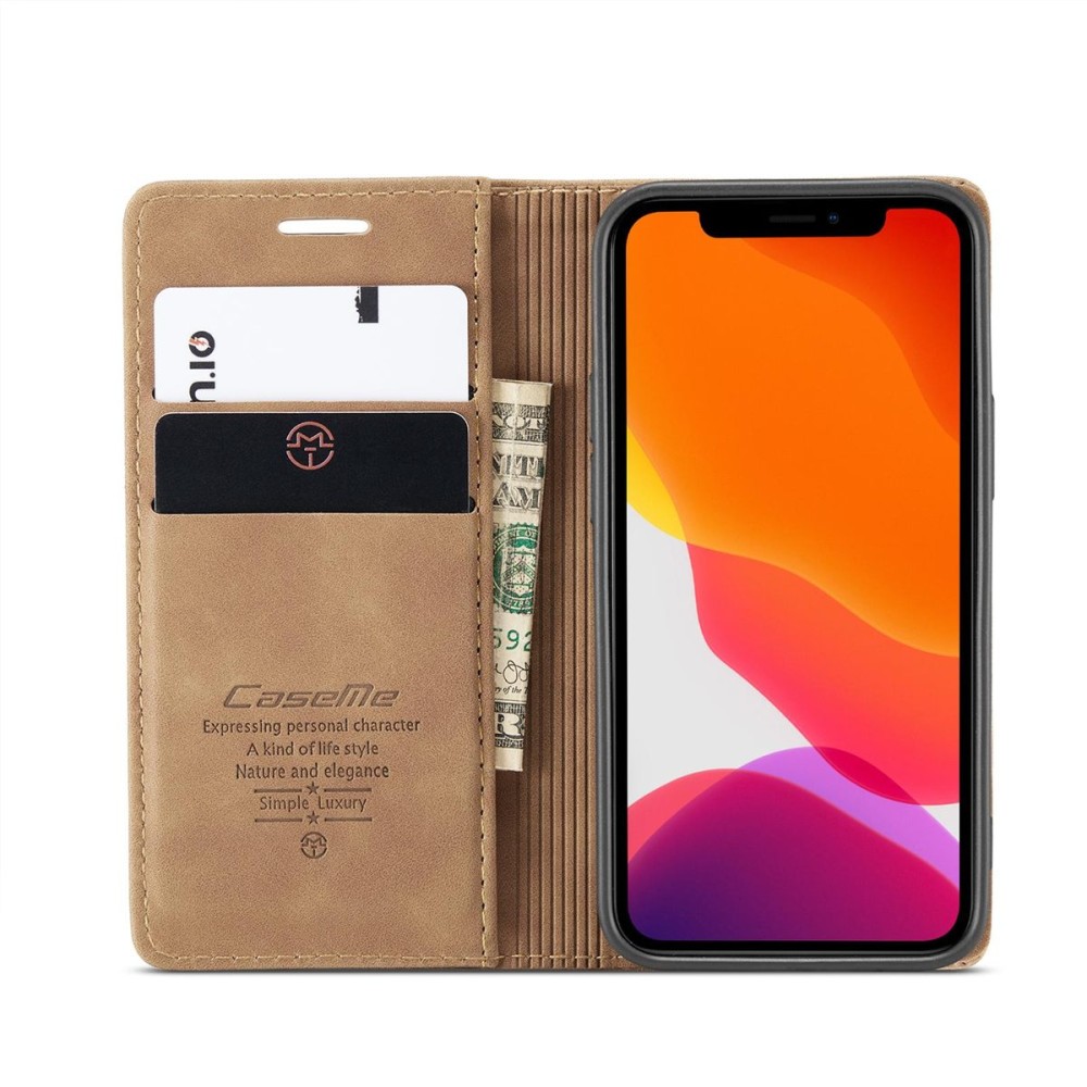 Чохол-книжка CaseMe Нубук для iPhone 12 світло-коричневий