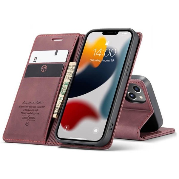 Чохол-книжка CaseMe Нубук для iPhone 13 mini бордовий