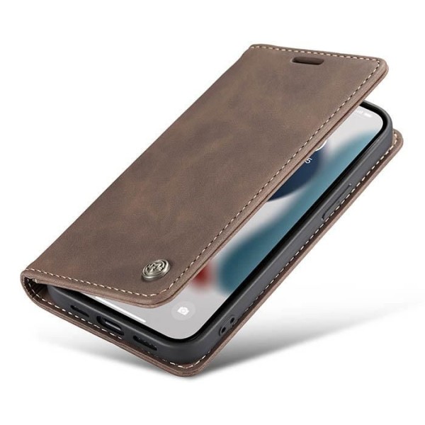 Чохол-книжка CaseMe Нубук для iPhone 13 mini темно-коричневий