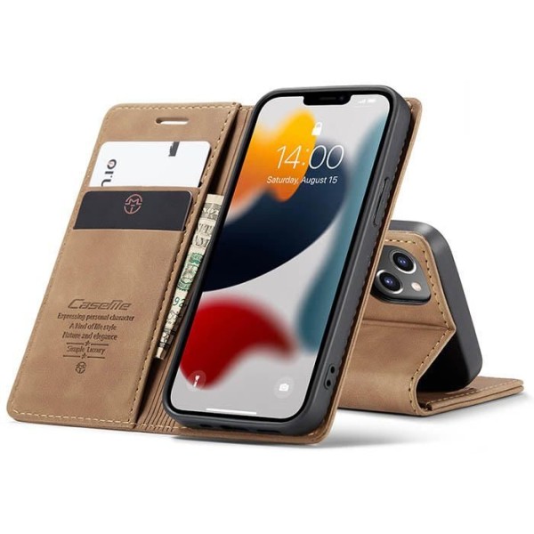 Чохол-книжка CaseMe Нубук для iPhone 13 mini світло-коричневий