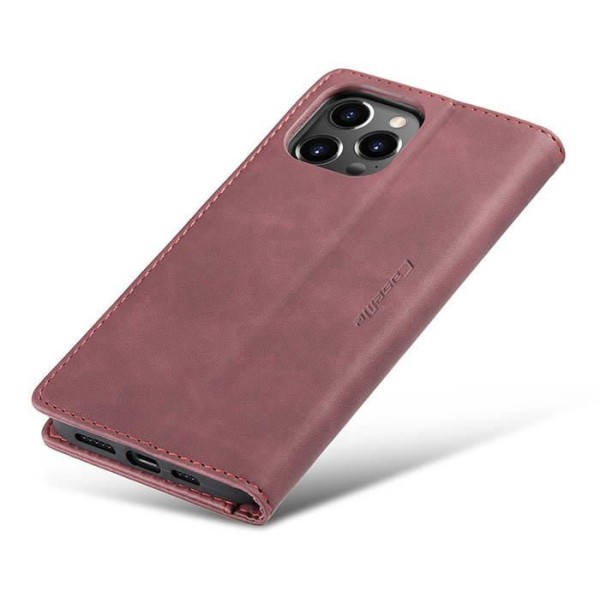 Чохол-книжка CaseMe Нубук для iPhone 13 Pro Max бордовий