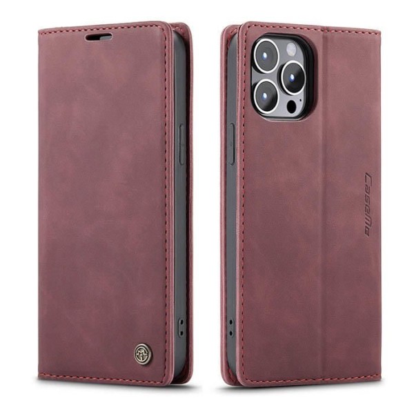Чохол-книжка CaseMe Нубук для iPhone 13 Pro Max бордовий