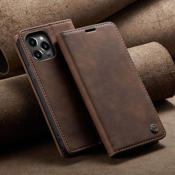 Чохол-книжка CaseMe Нубук для iPhone 13 Pro Max темно-коричневий