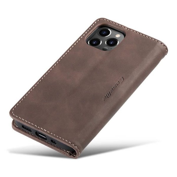 Чохол-книжка CaseMe Нубук для iPhone 13 Pro Max темно-коричневий