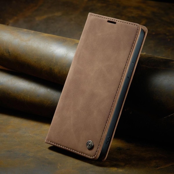 Чохол-книжка CaseMe Нубук для iPhone 13 Pro Max світло-коричневий