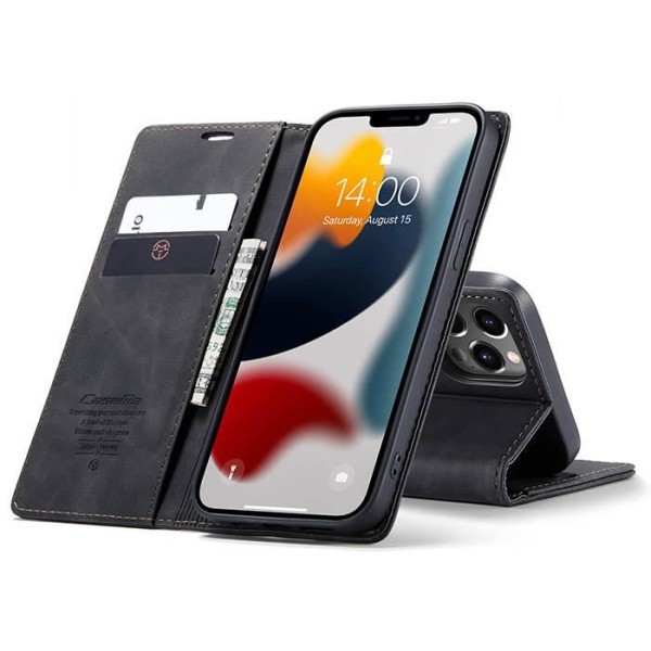 Чохол-книжка CaseMe Нубук для iPhone 13 Pro чорний