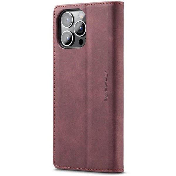 Чохол-книжка CaseMe Нубук для iPhone 13 Pro бордовий