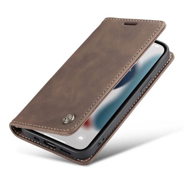 Чохол-книжка CaseMe Нубук для iPhone 13 Pro темно-коричневий