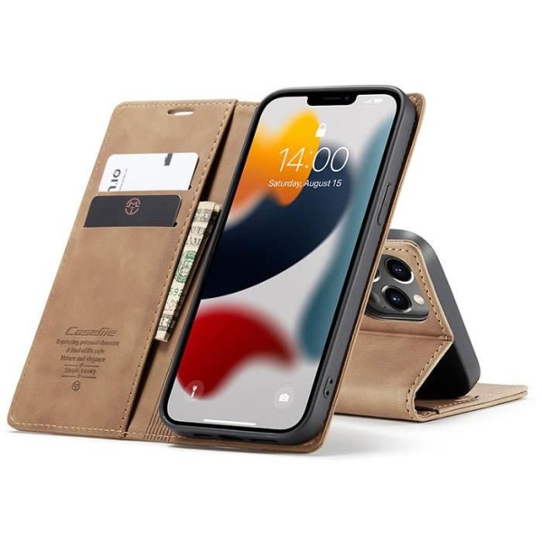 Чохол-книжка CaseMe Нубук для iPhone 13 Pro світло-коричневий