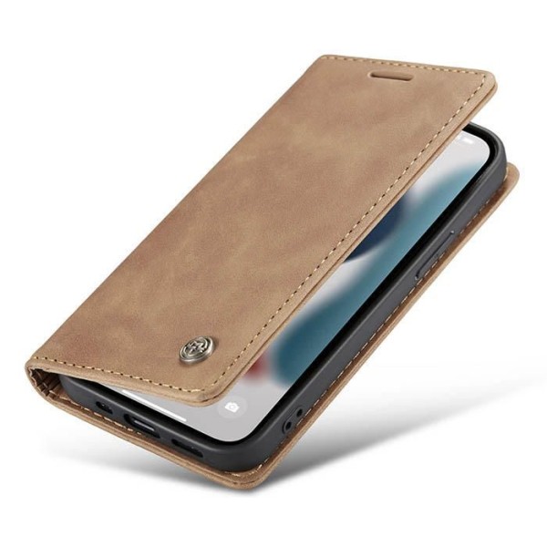 Чохол-книжка CaseMe Нубук для iPhone 13 Pro світло-коричневий