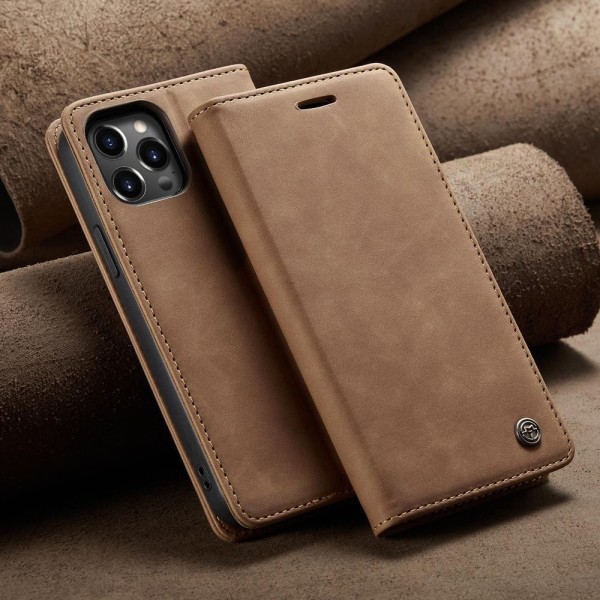 Чохол-книжка CaseMe Нубук для iPhone 13 Pro світло-коричневий