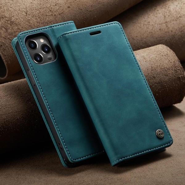 Чохол-книжка CaseMe Нубук для iPhone 13 Pro бірюзовий
