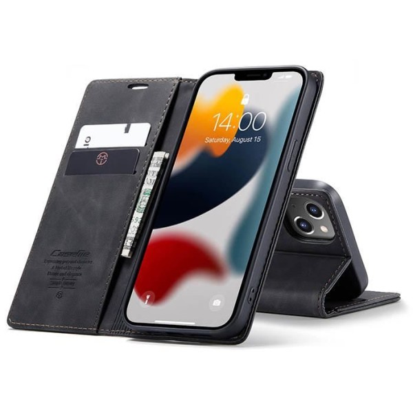 Чохол-книжка CaseMe Нубук для iPhone 13 чорний