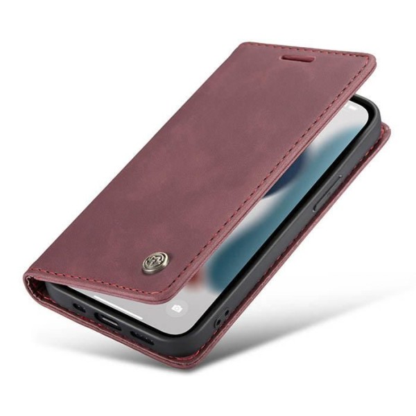 Чохол-книжка CaseMe Нубук для iPhone 13 бордовий