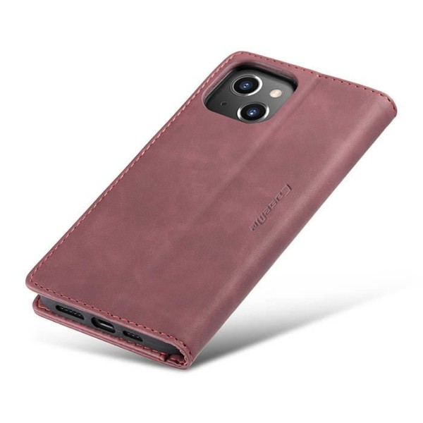 Чохол-книжка CaseMe Нубук для iPhone 13 бордовий
