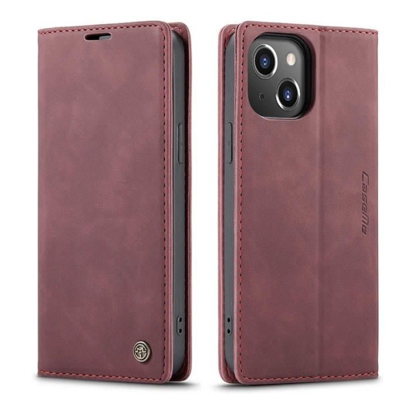 Чохол-книжка CaseMe Нубук для iPhone 13 бордовий