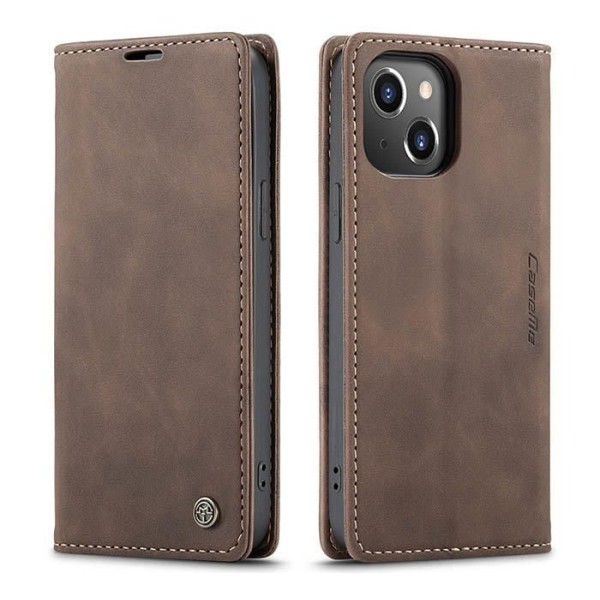 Чохол-книжка CaseMe Нубук для iPhone 13 темно-коричневий