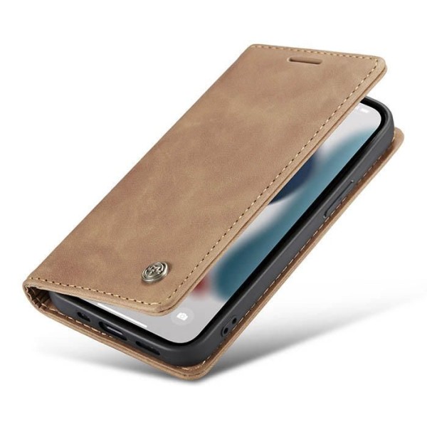 Чохол-книжка CaseMe Нубук для iPhone 13 світло-коричневий