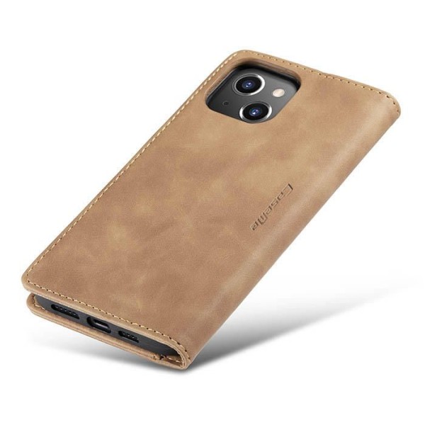 Чохол-книжка CaseMe Нубук для iPhone 13 світло-коричневий