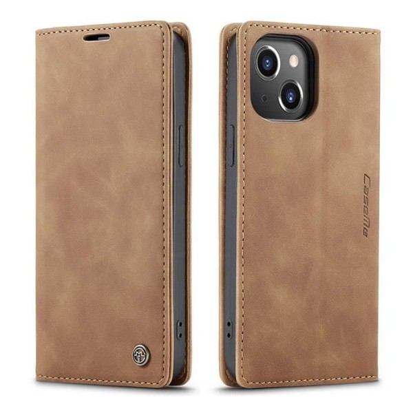 Чохол-книжка CaseMe Нубук для iPhone 13 світло-коричневий