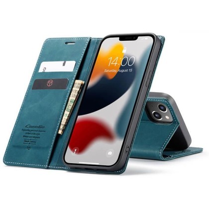 Чохол-книжка CaseMe Нубук для iPhone 13 бірюзовий