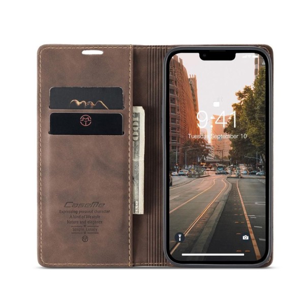 Чохол-книжка CaseMe Нубук для iPhone 14 Plus темно-коричневий