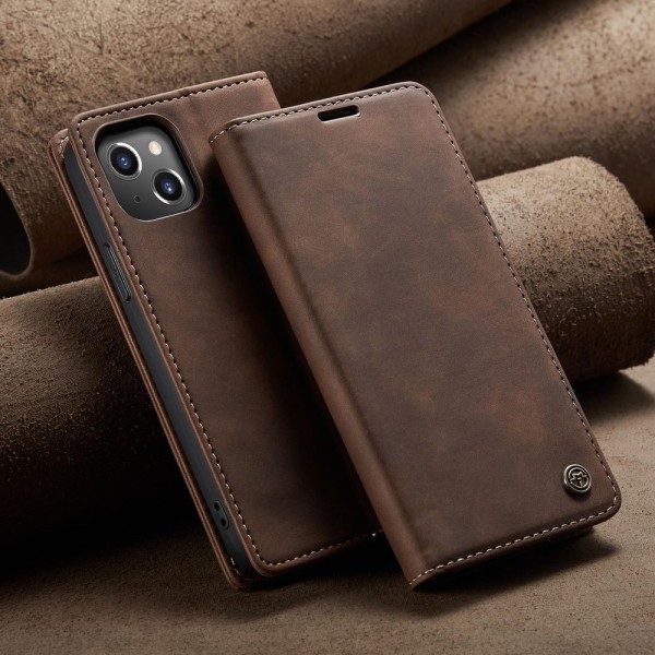 Чохол-книжка CaseMe Нубук для iPhone 14 Plus темно-коричневий