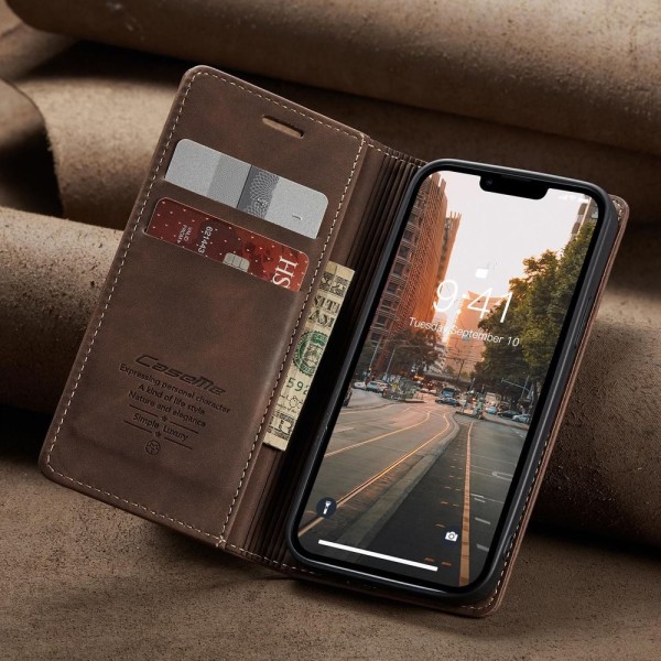 Чохол-книжка CaseMe Нубук для iPhone 14 Plus темно-коричневий